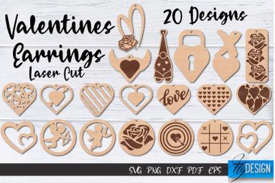 Valentines Earrings Laser Cut SVG | Earrings SVG Design | CNC Files