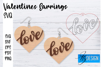 Valentines Earrings Laser Cut SVG | Earrings SVG Design | CNC Files