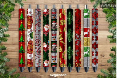 Christmas Glitter Pen Wraps Bundle | PNG | Sublimation