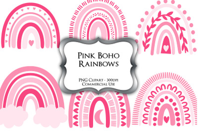 Pink Boho Rainbows PNG Clipart Graphics