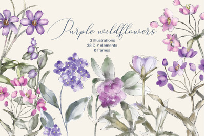 Watercolor Wildflower Clipart Collection