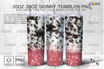 20oz CowHide Gold Glitter Skinny Tumbler SEAMLESS Design