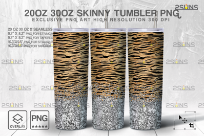 20oz Glitter Silver Fur Skinny Tumbler SEAMLESS Digital Design