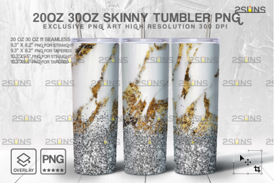 20OZ Glitter Gold Marble Skinny Tumbler, Sublimation Design PNG