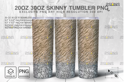 20oz Glitter Silver Fur Skinny Tumbler SEAMLESS Digital Design