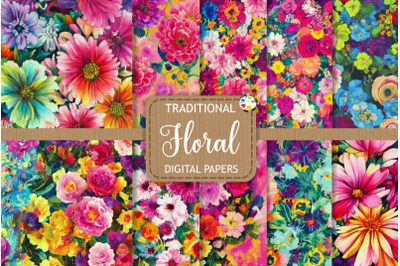 Traditional Rustic Country Floral Papers
