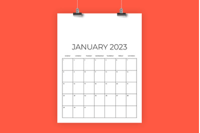2023 Vertical 8.5 x 11 Calendar