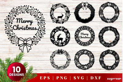 Christmas Wreath Svg Bundle | Christmas | Silhouettes Cut Files