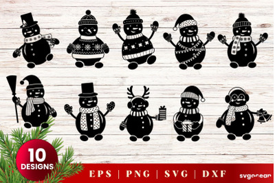 Snowman Svg Bundle | Christmas | Silhouettes Cut Files