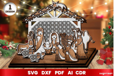 Laser Cut Nativity Scene SVG | 3D Layered | Glowforge
