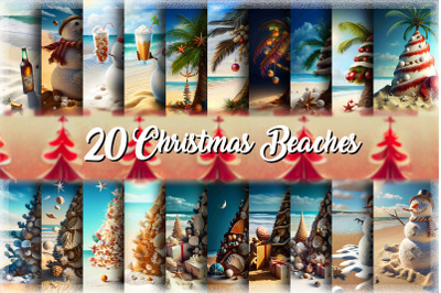 Christmas Beaches Backgrounds Bundle