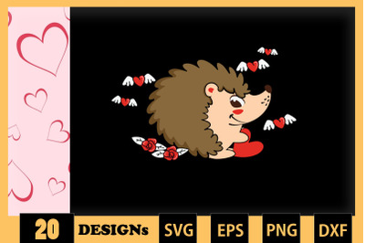 Cute Hedgehog Animai Valentine SVG