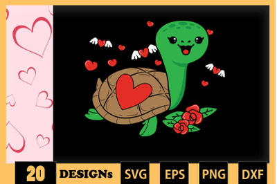 Cute Turtle Animai Valentine SVG