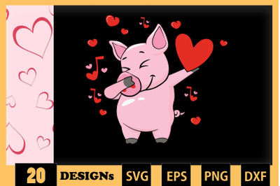 Cute Pig Animai Valentine SVG