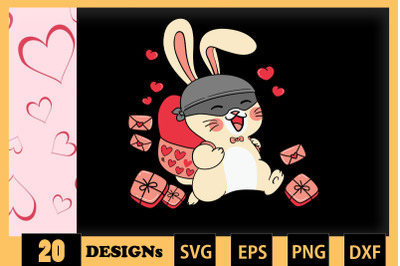 Cute Rabbit Animai Valentine SVG