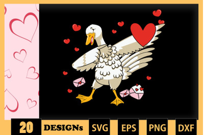 Cute Duck Animai Valentine SVG