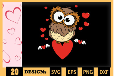 Cute Owl Animai Valentine SVG