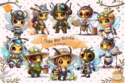 Wonderful Cute Bee Cliparts Bundle