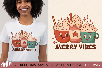 Retro Christmas Sublimation Print | Merry Vibes PNG