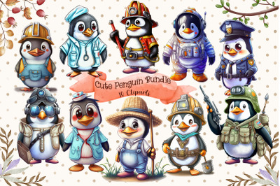 Cute Penguin Cliparts Bundle