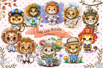 Super Cute Lion Cliparts Bundle