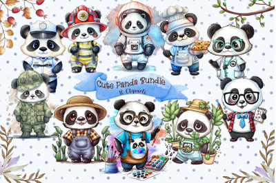 Beautiful Panda Cliparts Bundle