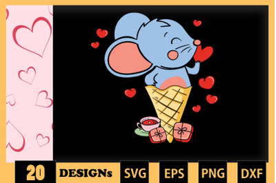 Cute Mice Animai Valentine SVG