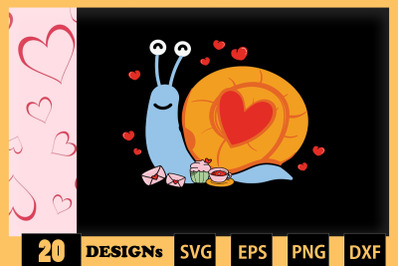 Cute Snail Animai Valentine SVG