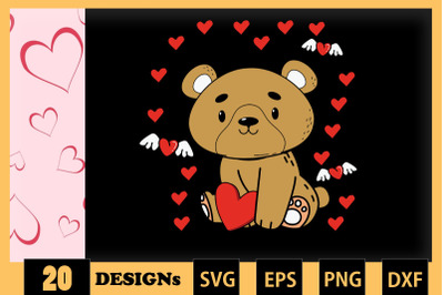 Cute Bear Animai Valentine SVG