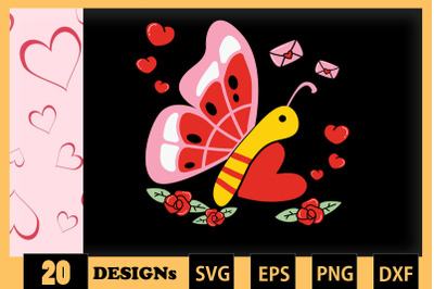 Cute Butterfly Animai Valentine SVG