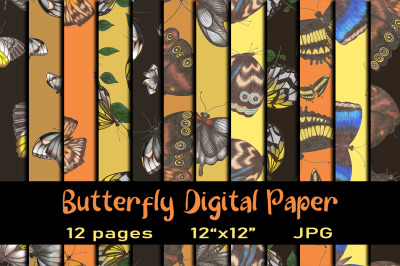 12 Hand-Drawn Butterfly Seamless Patterns