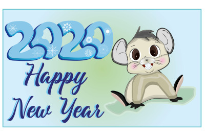 happy new year 2020 illustration from mouse