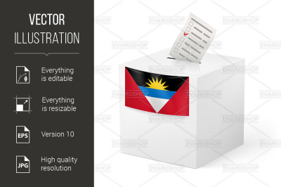 Ballot box with voting paper. Antigua and Barbuda