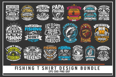 fishing typographic quotes design bundle