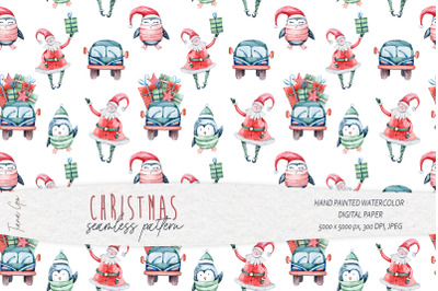 Cute Christmas seamless pattern - 1 Digital paper
