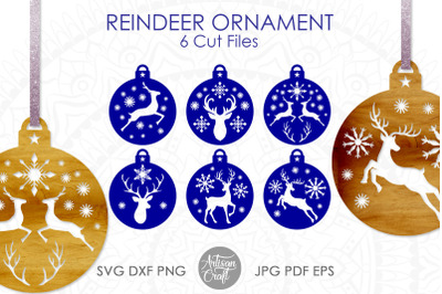 Christmas reindeer ornament SVG file for laser cutting