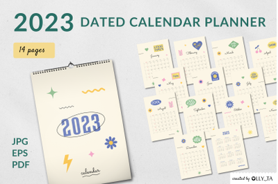 Printable Calendar 2023 year In Retro Style PDF