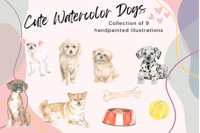 Watercolor Dogs Illustrations
