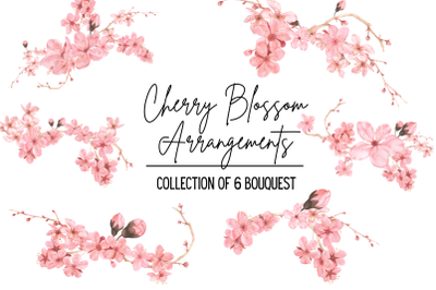 Watercolor Cherry Blossom Bouquets