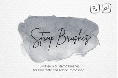 Watercolor stamp brushes for Procreate and Adobe Photoshop