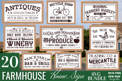 Vintage Farmhouse Home Sign SVG Bundle