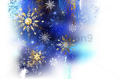 Grunge Background with Gold Snowflakes