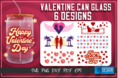 Valentines Day Glass Can Wrap SVG | 16 oz Libbey Glass Can Wrap SVG |