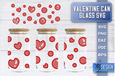 Valentines Day Glass Can Wrap SVG | 16 oz Libbey Glass Can Wrap SVG |