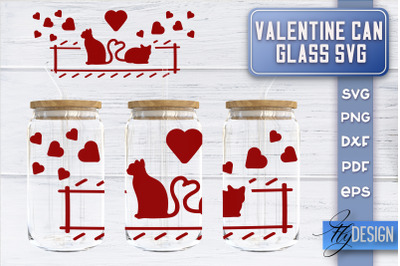 Valentines Day Glass Can Wrap SVG | 16 oz Libbey Glass Can Wrap SVG |