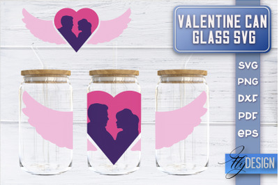 Valentines Day Glass Can Wrap SVG | 16 oz Libbey Glass Can Wrap SVG |