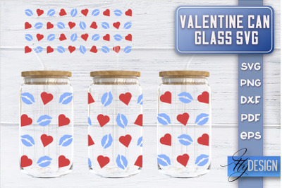 Valentines Day Glass Can Wrap SVG | 16 oz Libbey Glass Can Wrap SVG |