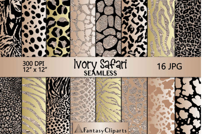 Ivory Safari Animal Print Seamless Digital Paper