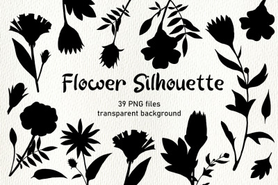 39 Hand-drawn Flower Silhouette Bundle