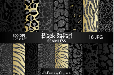Black Safari Animal Print Seamless Digital Paper